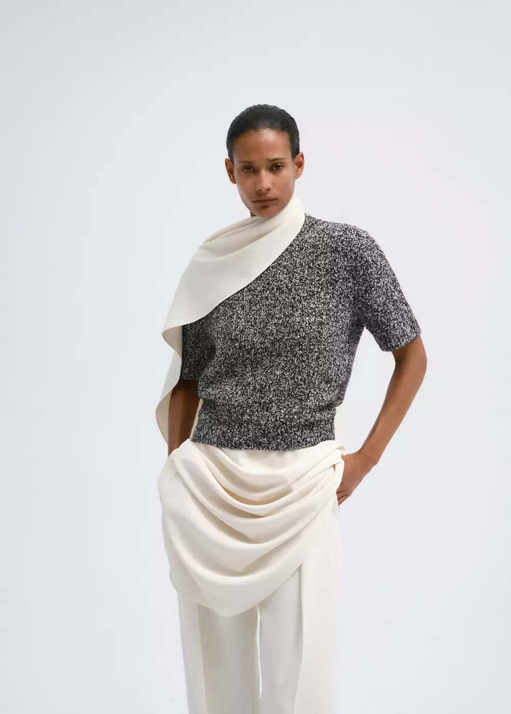 Pull chiné à manches courtes, MANGO