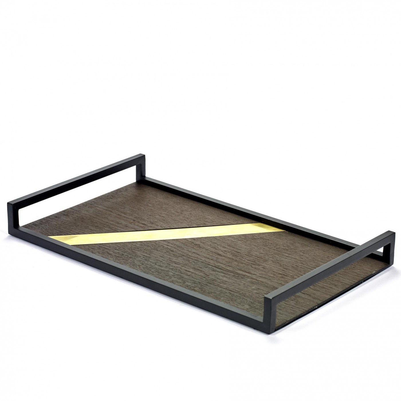 Plateau Grint Piece Messing Bois et Metal 40 x 24 cm, SERAX