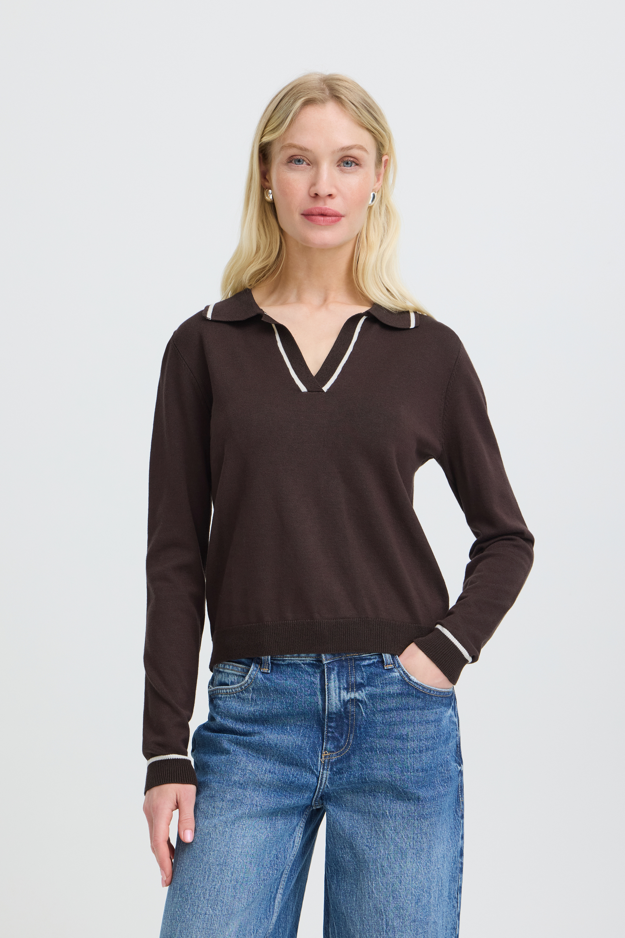 Blouse manches longues, col polo, B.YOUNG