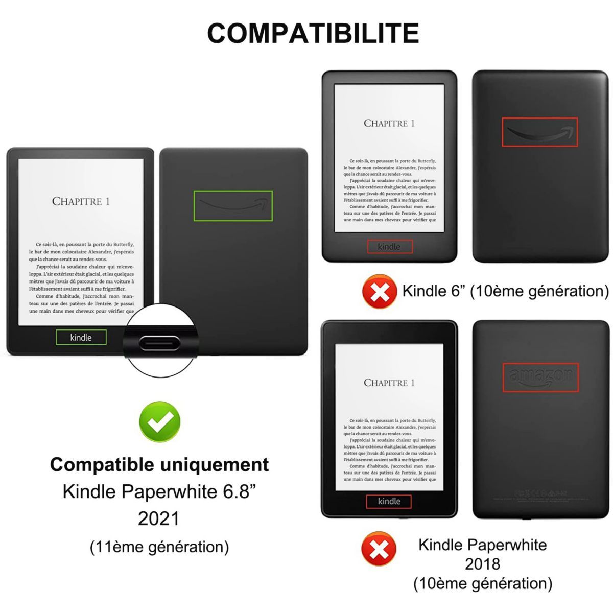 IBROZ Etui Origami Kindle Paperwhite 2021 Noir pas cher 