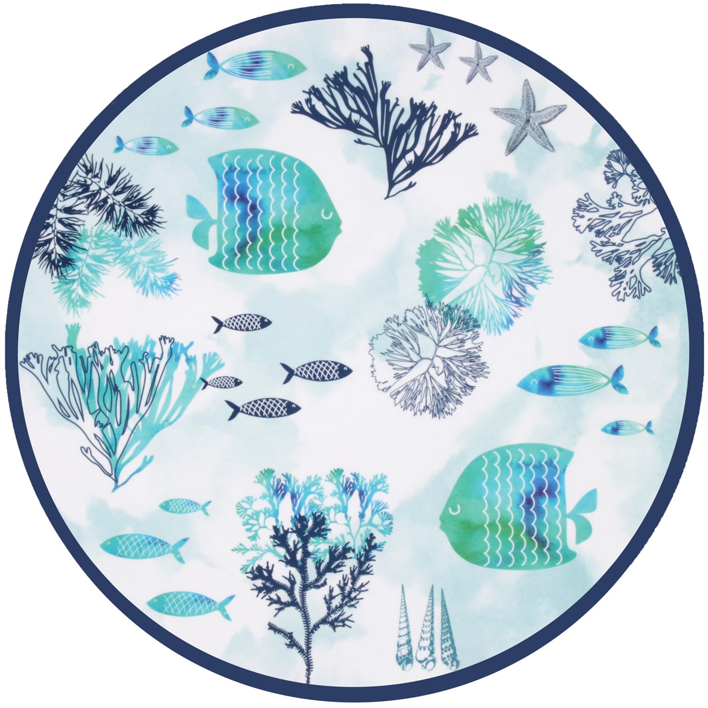 Plat de service rond en mélamine - Ø 35,5 cm - Caraïbes, LES JARDINS DE LA COMTESSE