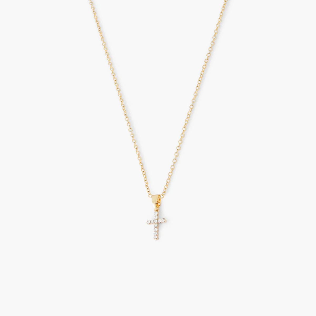 Collier pendentif croix strassée acier inoxydable, BALABOOSTE