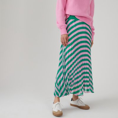 Striped Cotton/Linen Skirt with Sunray Pleats LA REDOUTE COLLECTIONS