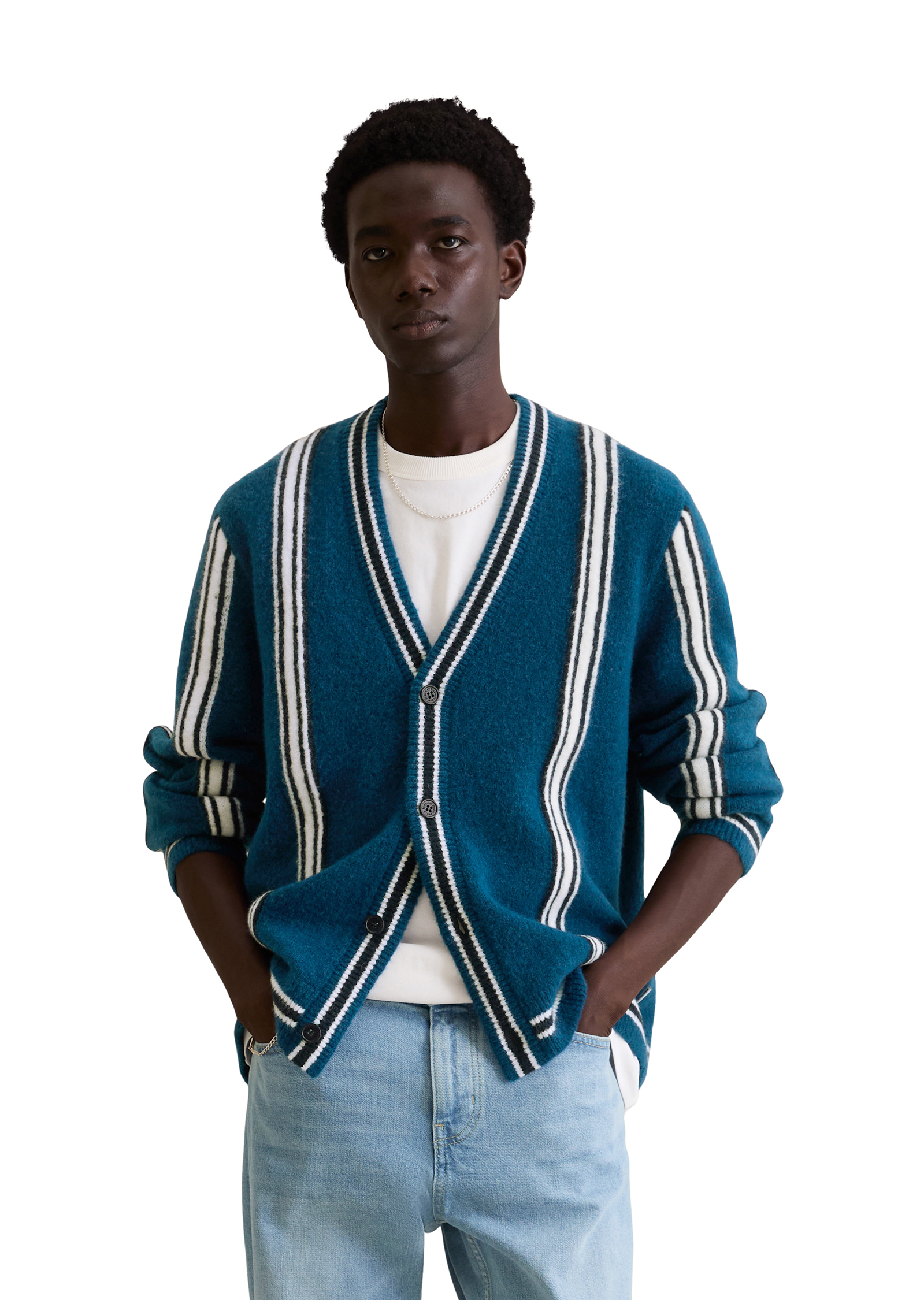 Veste en tricot regular en doux mélange de laine vierge, MARC O’POLO DENIM