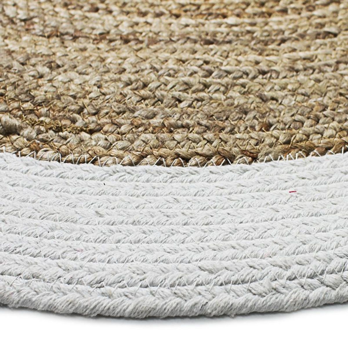 Tapis rond en jute bord coloré 120 cm blanc The Home Deco Factory