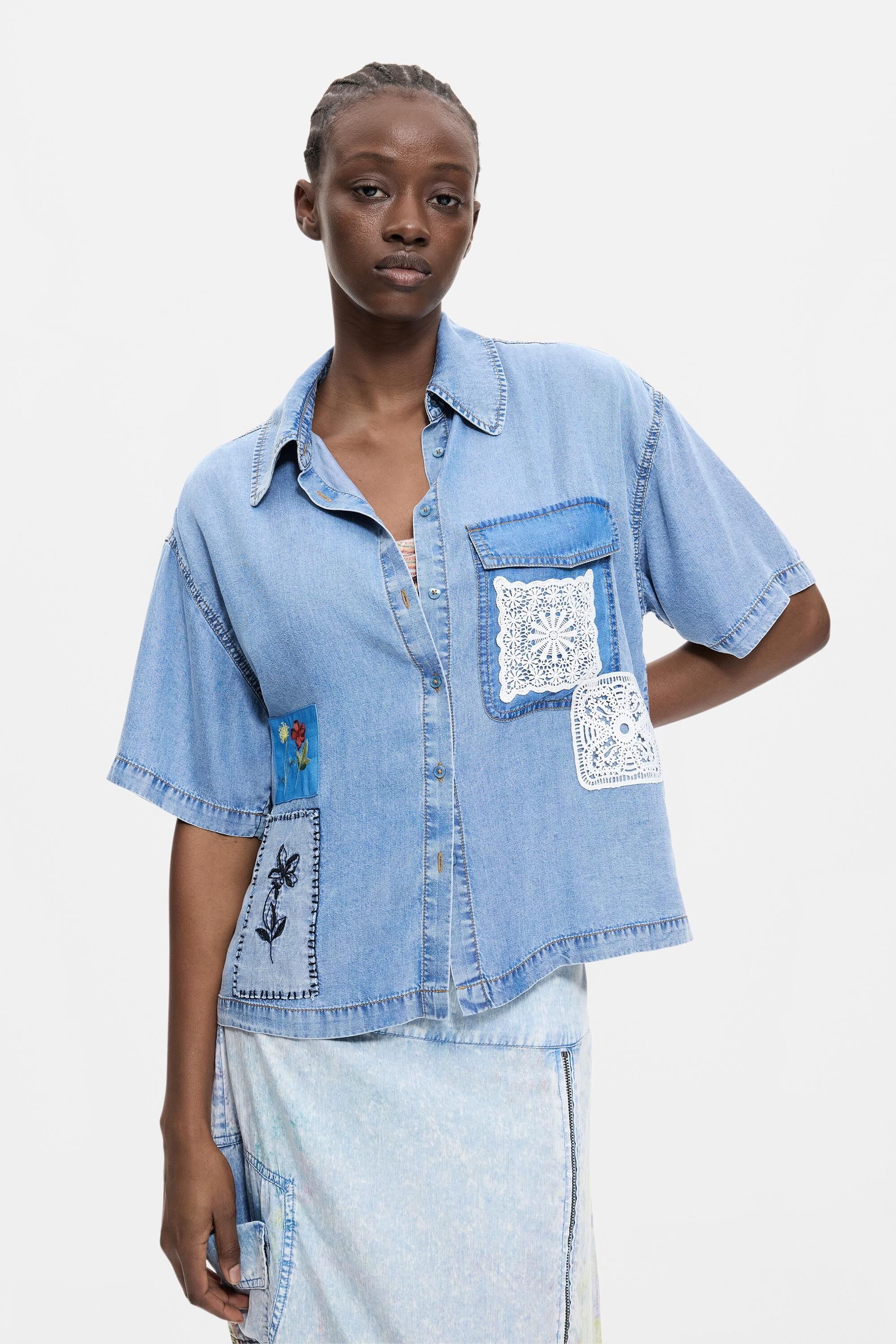 Chemise patchwork en lyocell, DESIGUAL