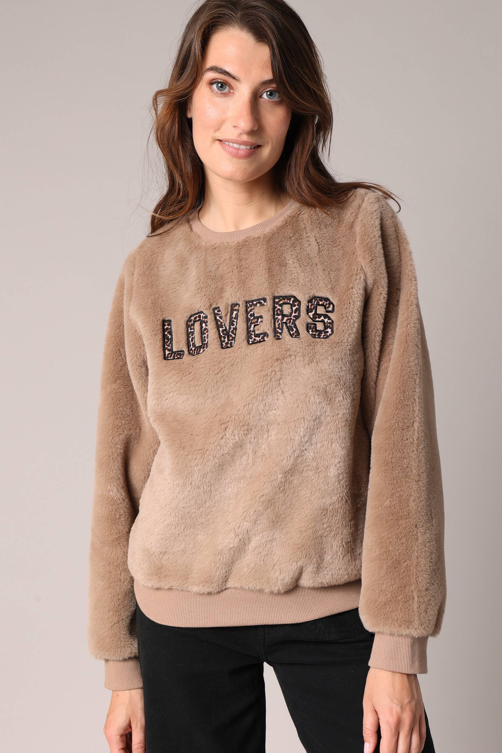 Sweat-shirt avec inscription lovers en relief en imprimé léopard KYLERA, DEELUXE