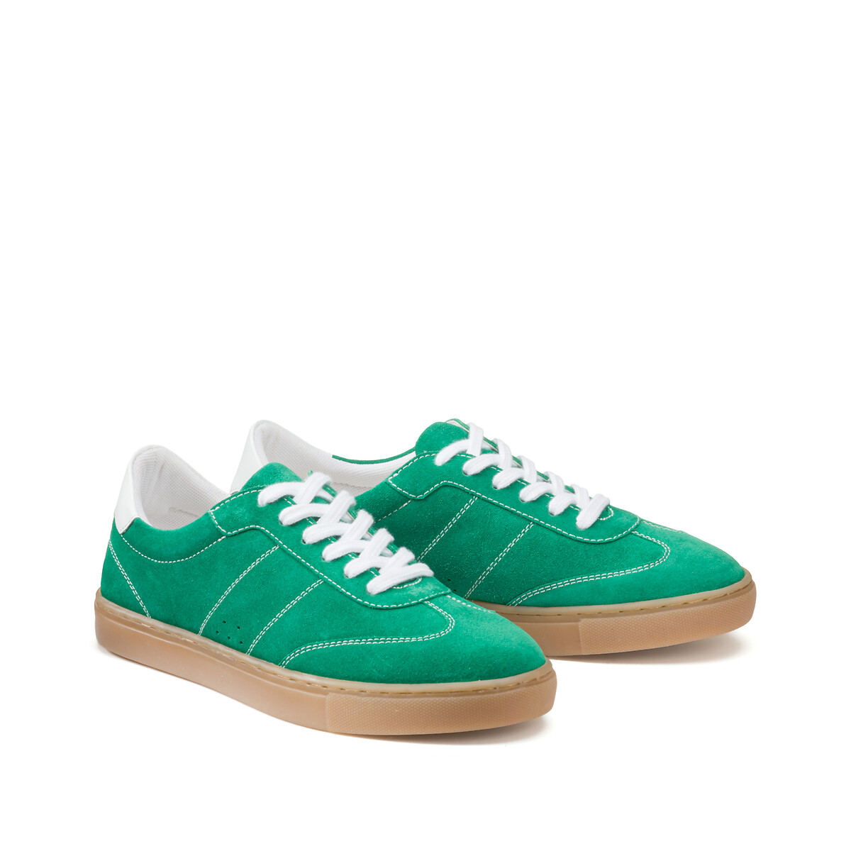 Suede vintage trainers, green, La Redoute Collections | La Redoute