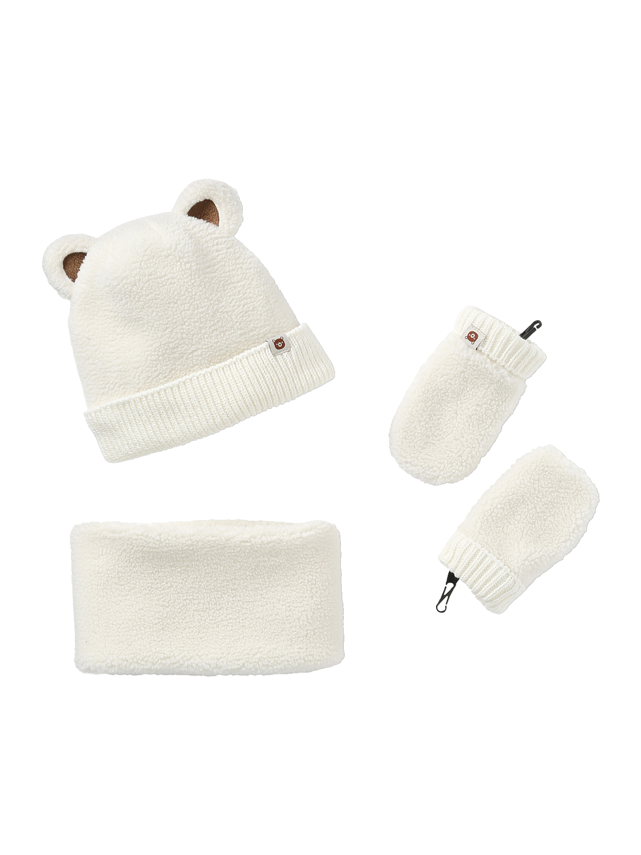 Ensemble "Bear Mood" bonnet + snood + moufles en sherpa, VERTBAUDET