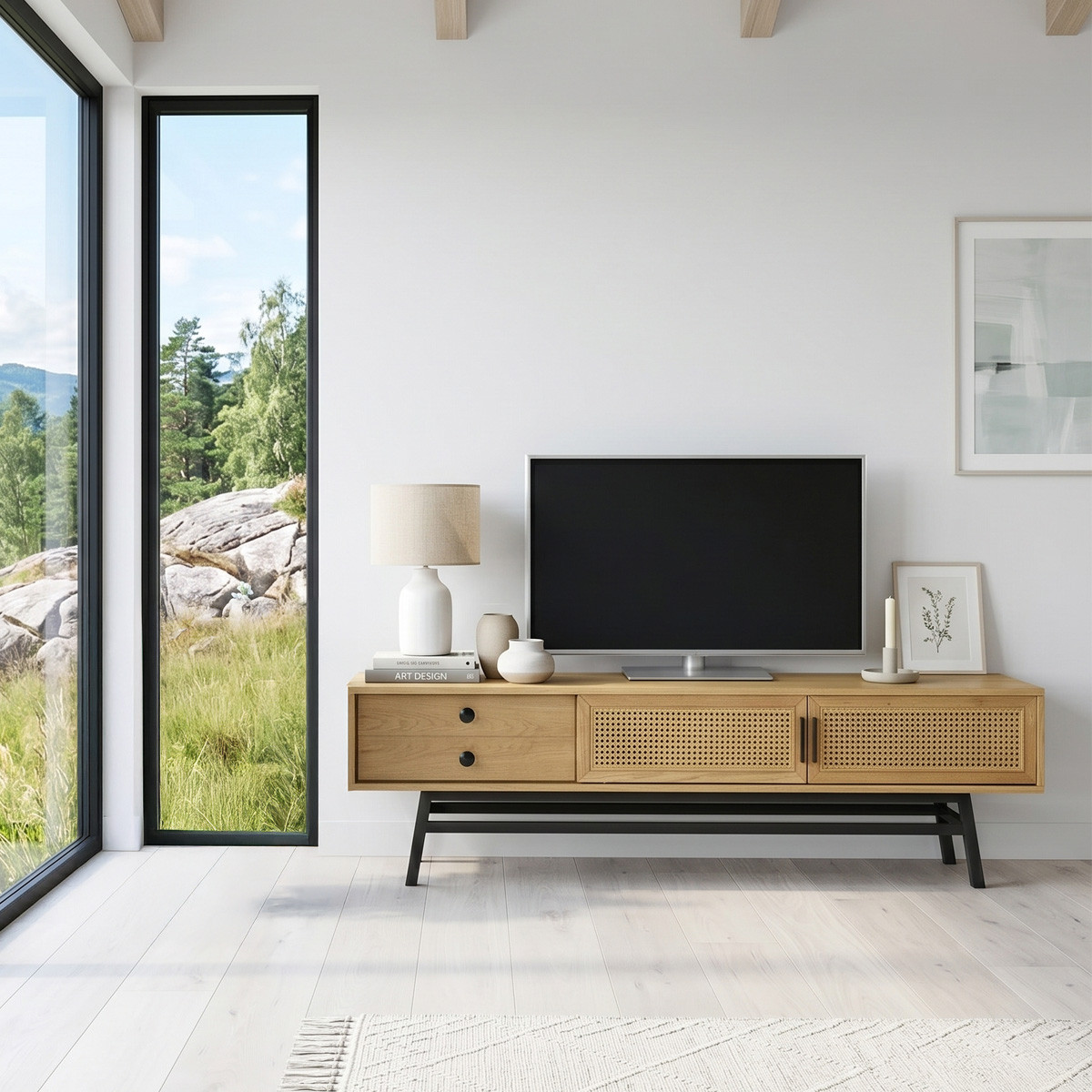 Meuble tv style scandinave en chêne 2 portes 1 tiroir LALALA, ROBIN DES BOIS