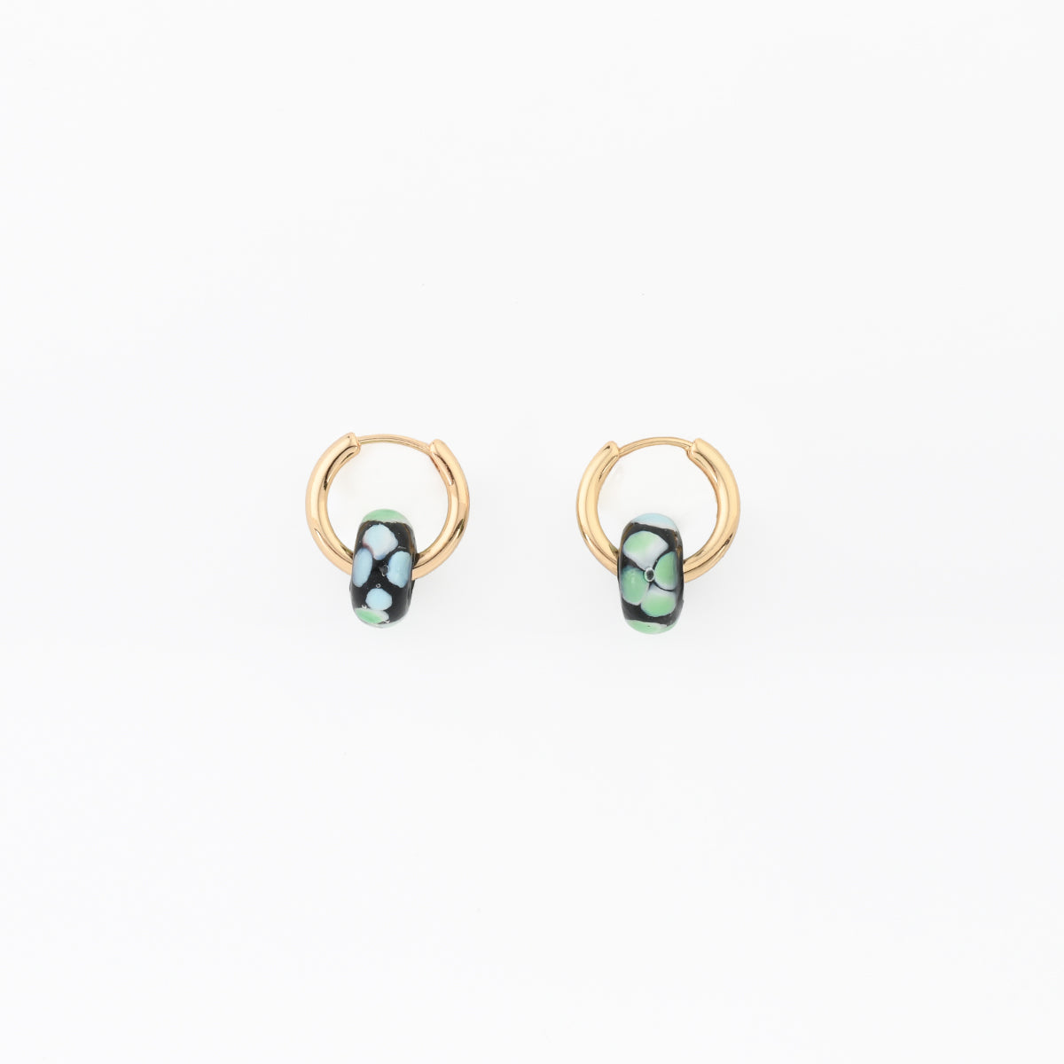 Petites créoles boule en verre bleues, BALABOOSTE