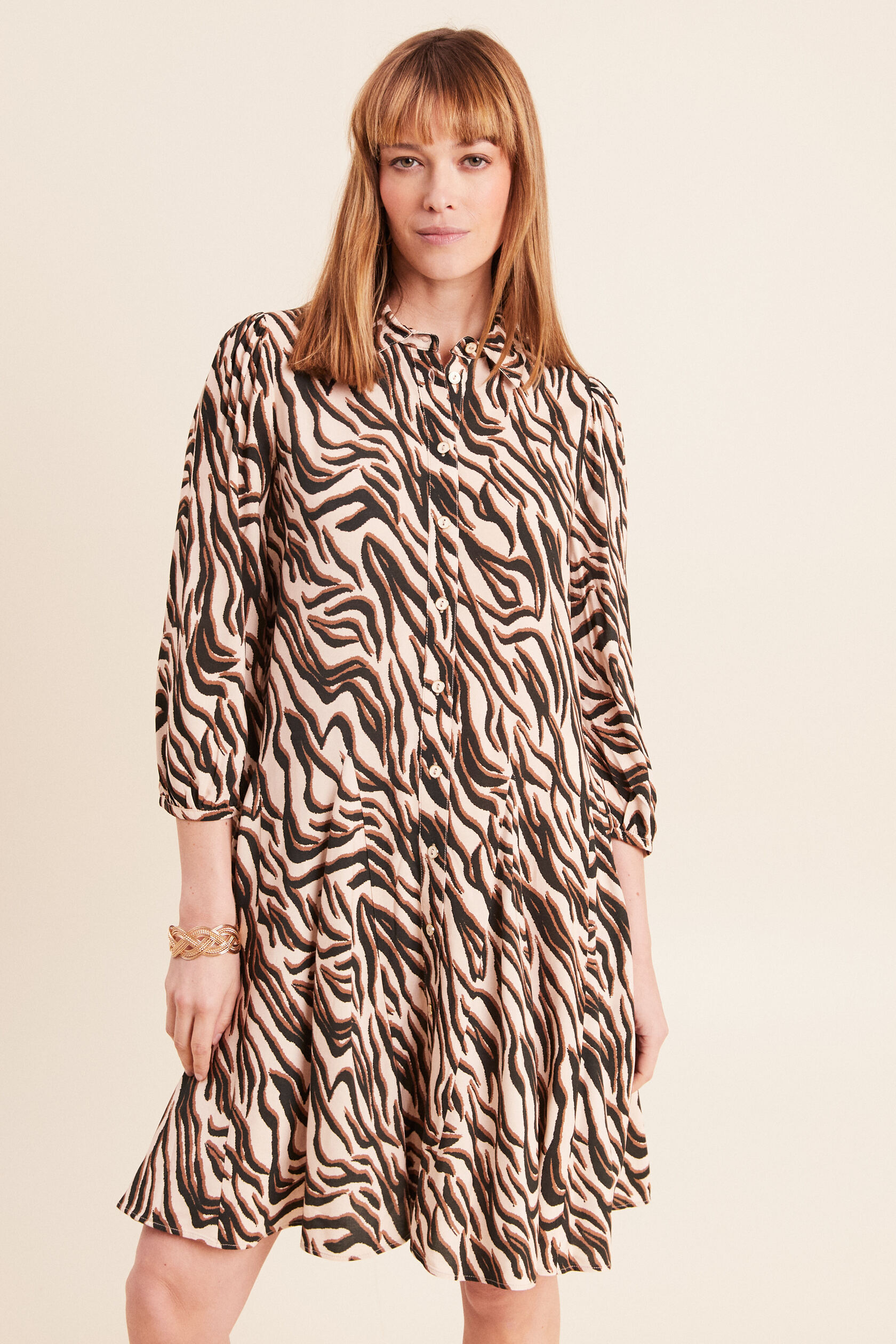 Robe courte évasée col chemise, BREAL
