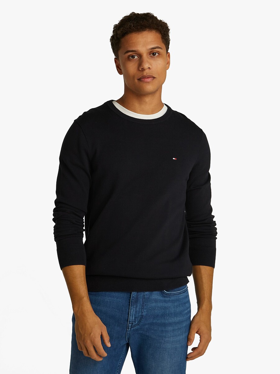 Pull col rond en coton, TOMMY HILFIGER
