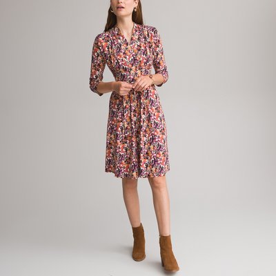Floral Knee-Length Dress with 3/4 Length Sleeves ANNE WEYBURN