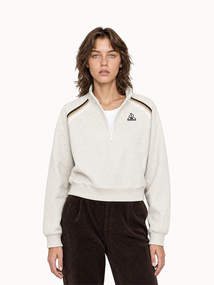 Sweat demi-zippé oversize en double face avec bandes rayées Heritage, LE COQ SPORTIF