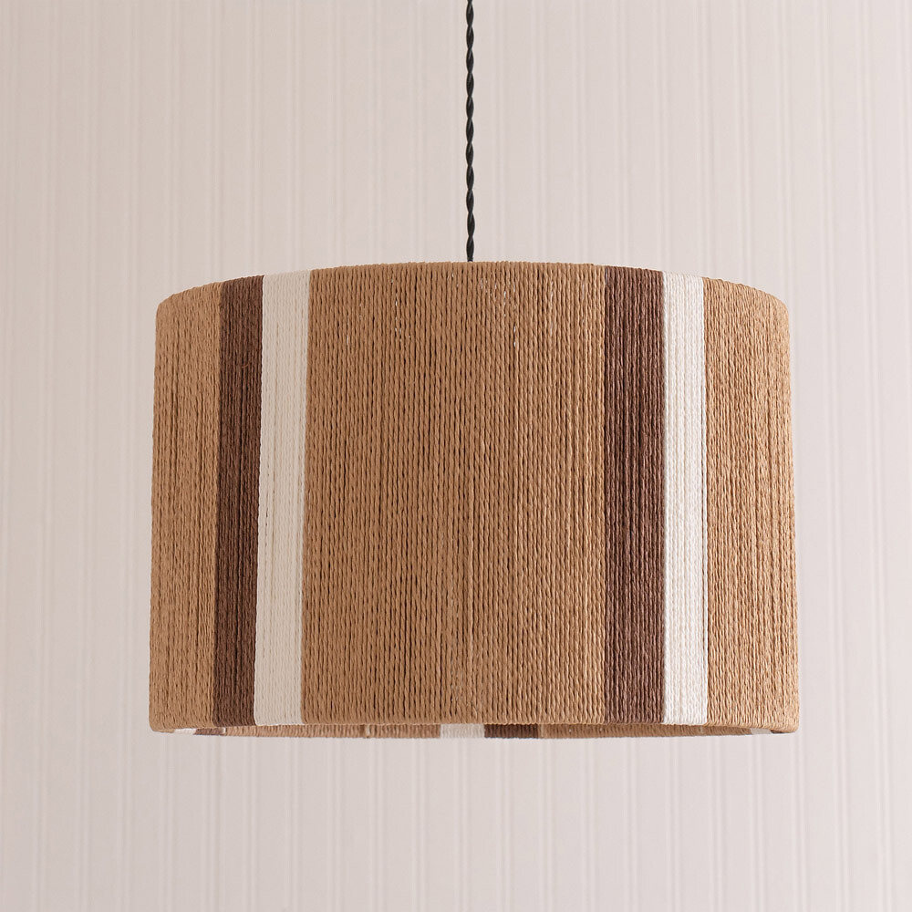 45cm Eric Natural Rattan Stripe Drum Shade, SO'HOME