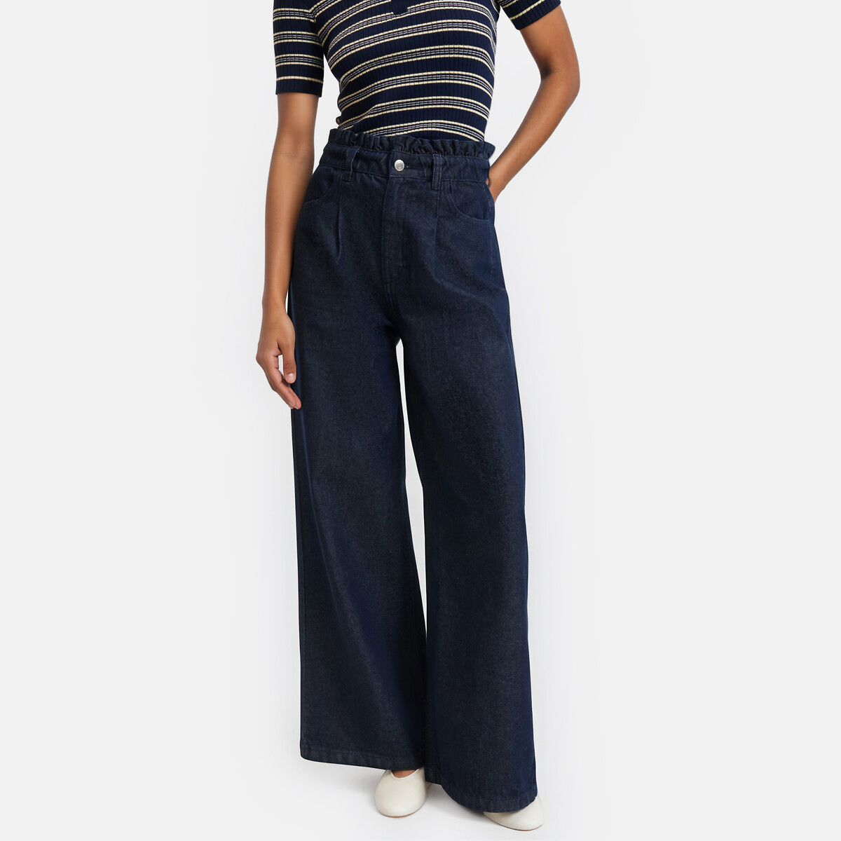 Paperbag Waist Wide Leg Jeans, LA REDOUTE COLLECTIONS