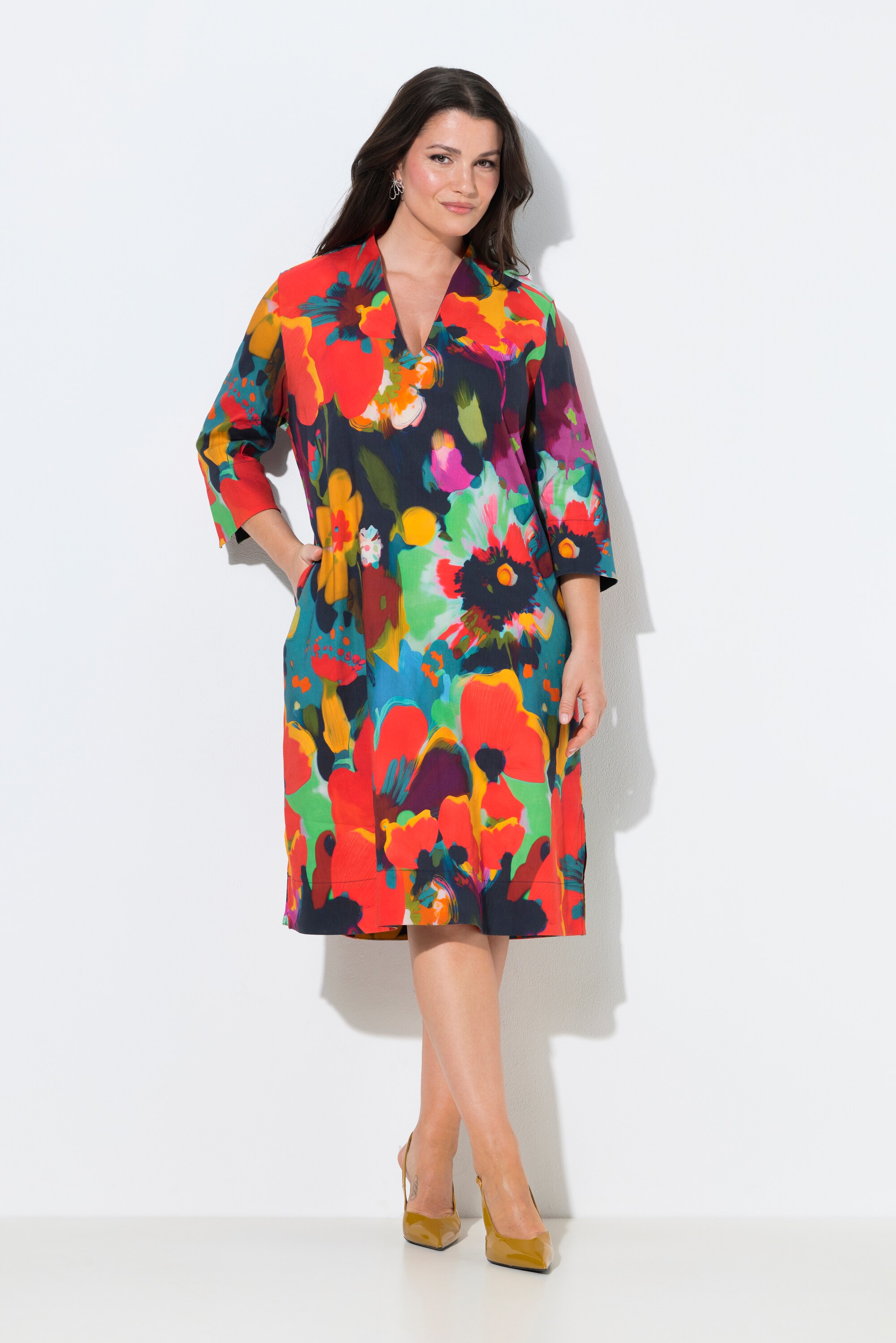 Robe midi en lin mélangé, ULLA POPKEN