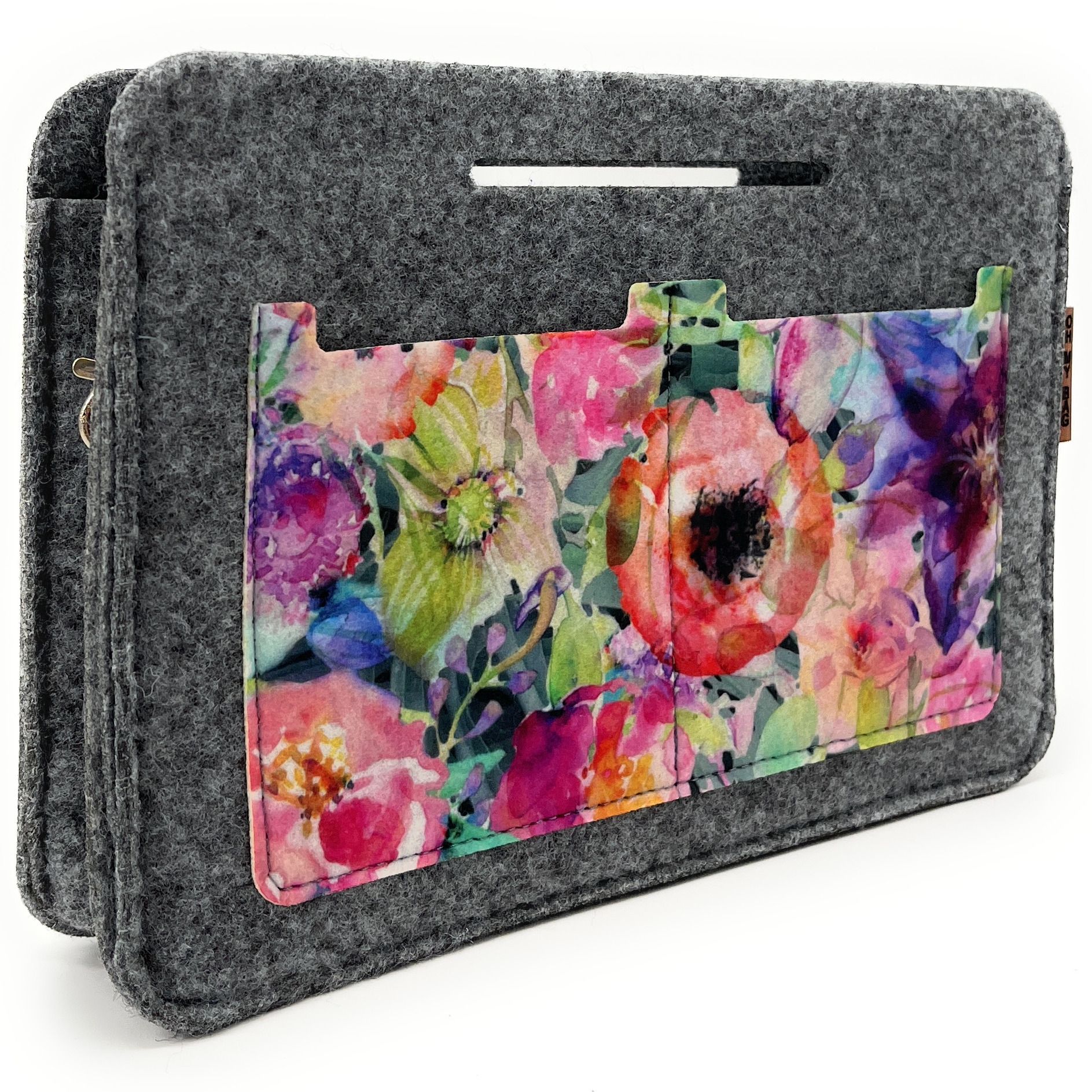 Organiseur en feutrine écologique italien imprimé FLORA, OH MY BAG