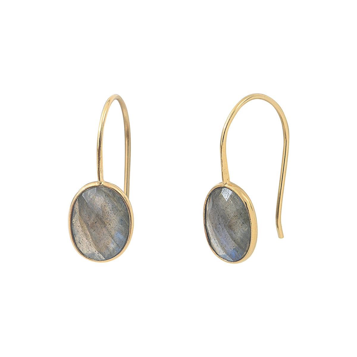 Boucles d'oreilles dorées labradorite - serti pm, CAROLINE NAJMAN