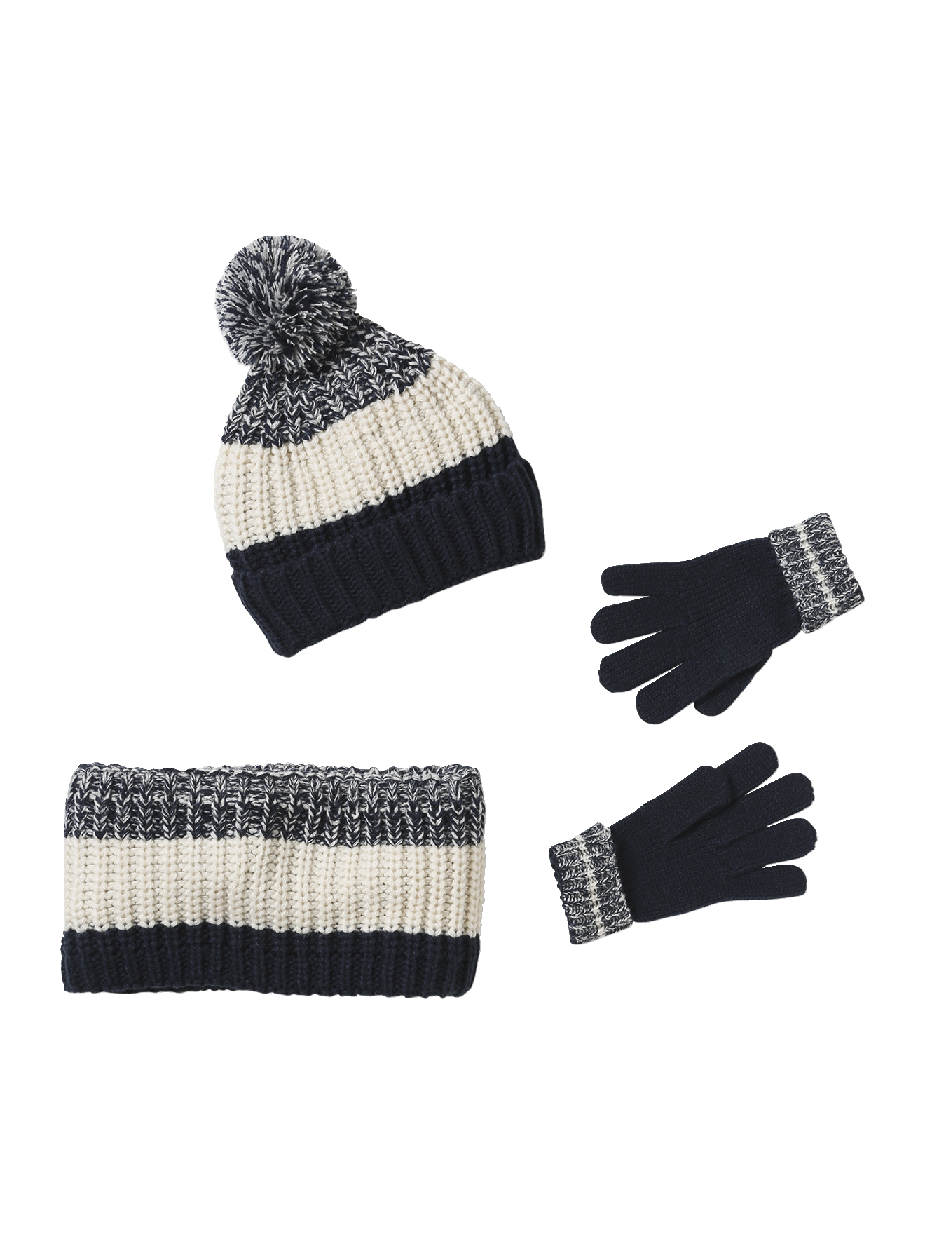 Ensemble colorblock bonnet + snood + gants, VERTBAUDET
