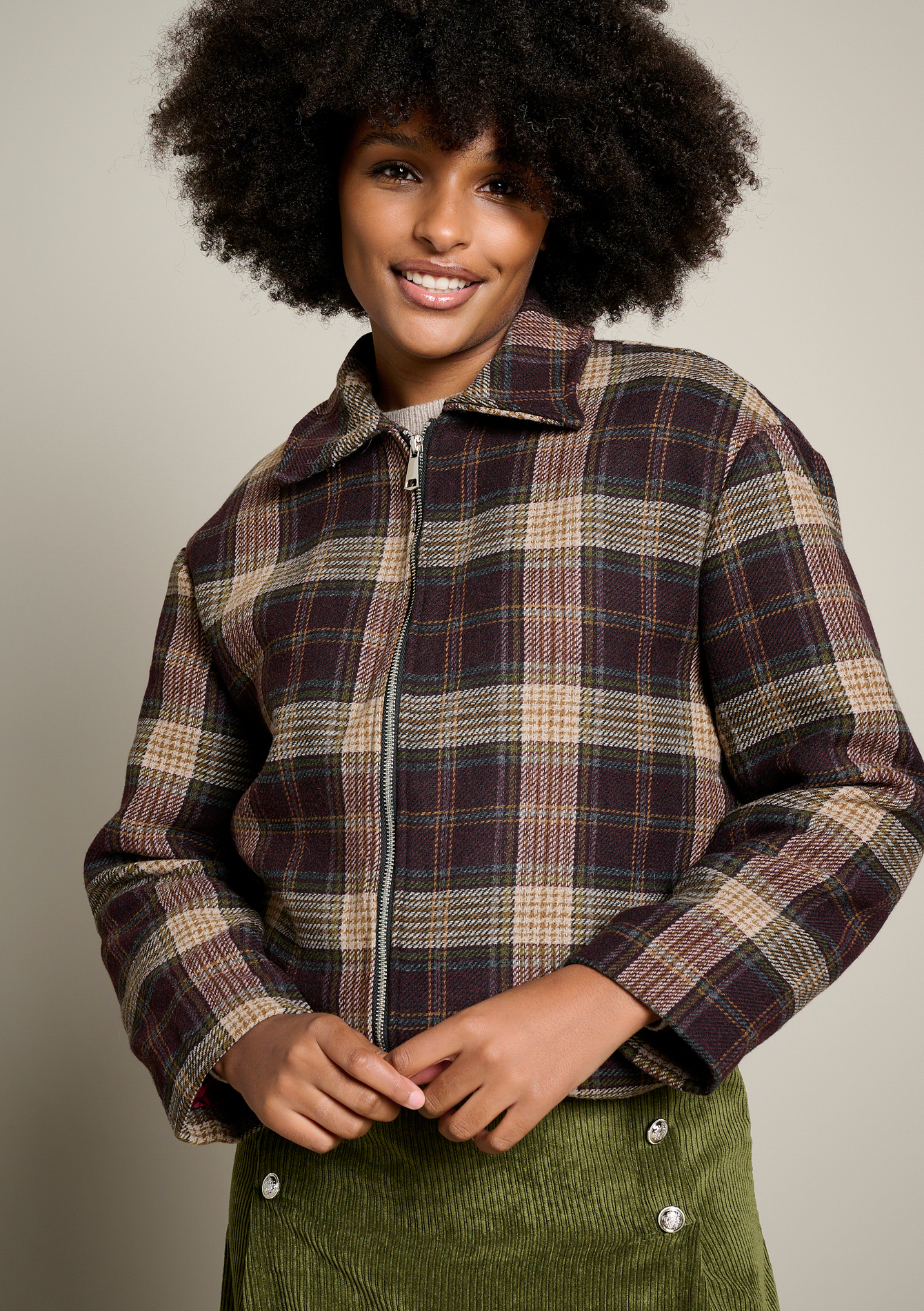 Veste courte à carreaux, LOLALIZA