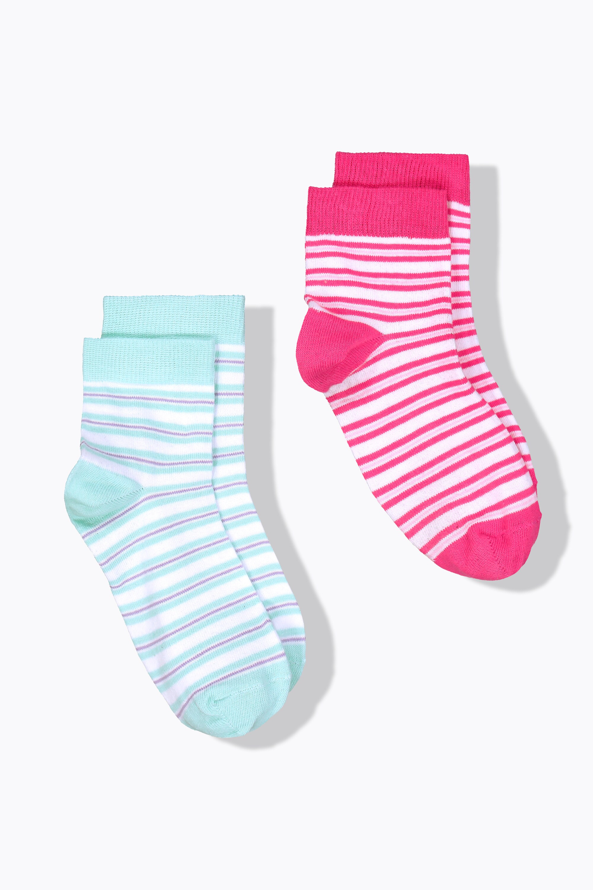 Chaussettes, lot de 2, rayures et tige courte, ULLA POPKEN