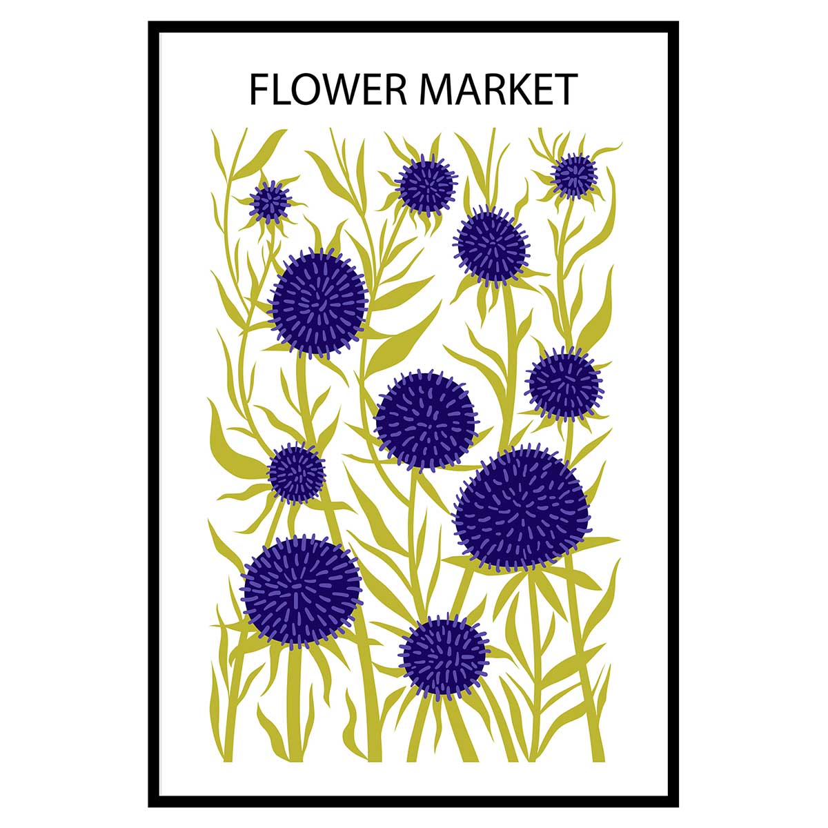 Affiche encadrée fleurs violettes modernes, HEXOA