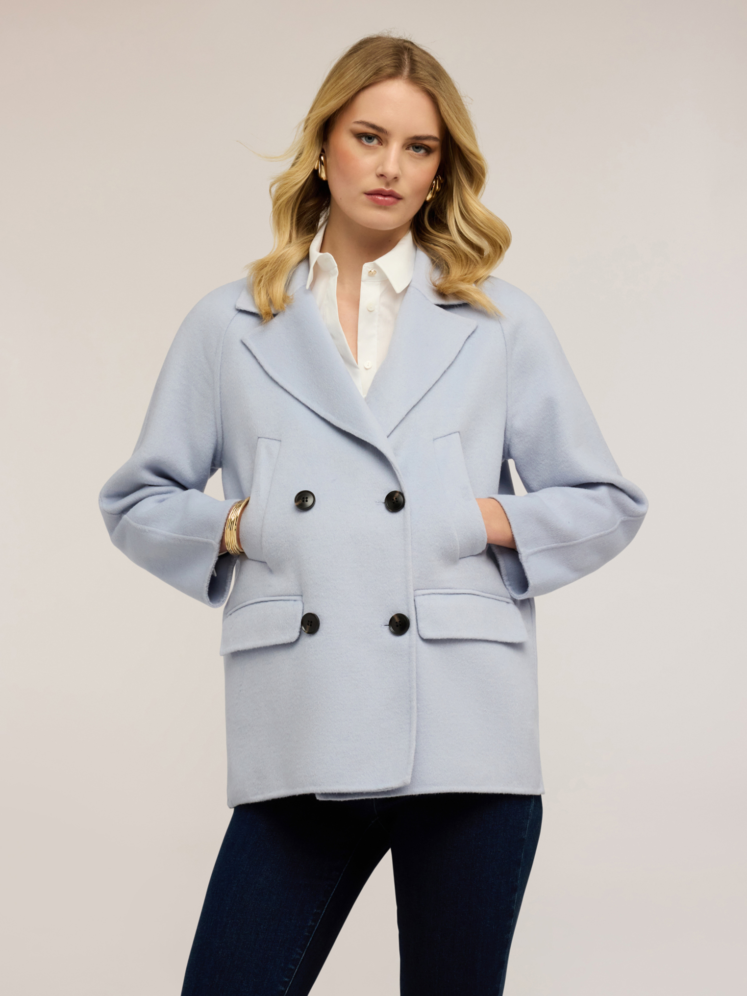 Manteau croisé en mélange de laine double, MOTIVI