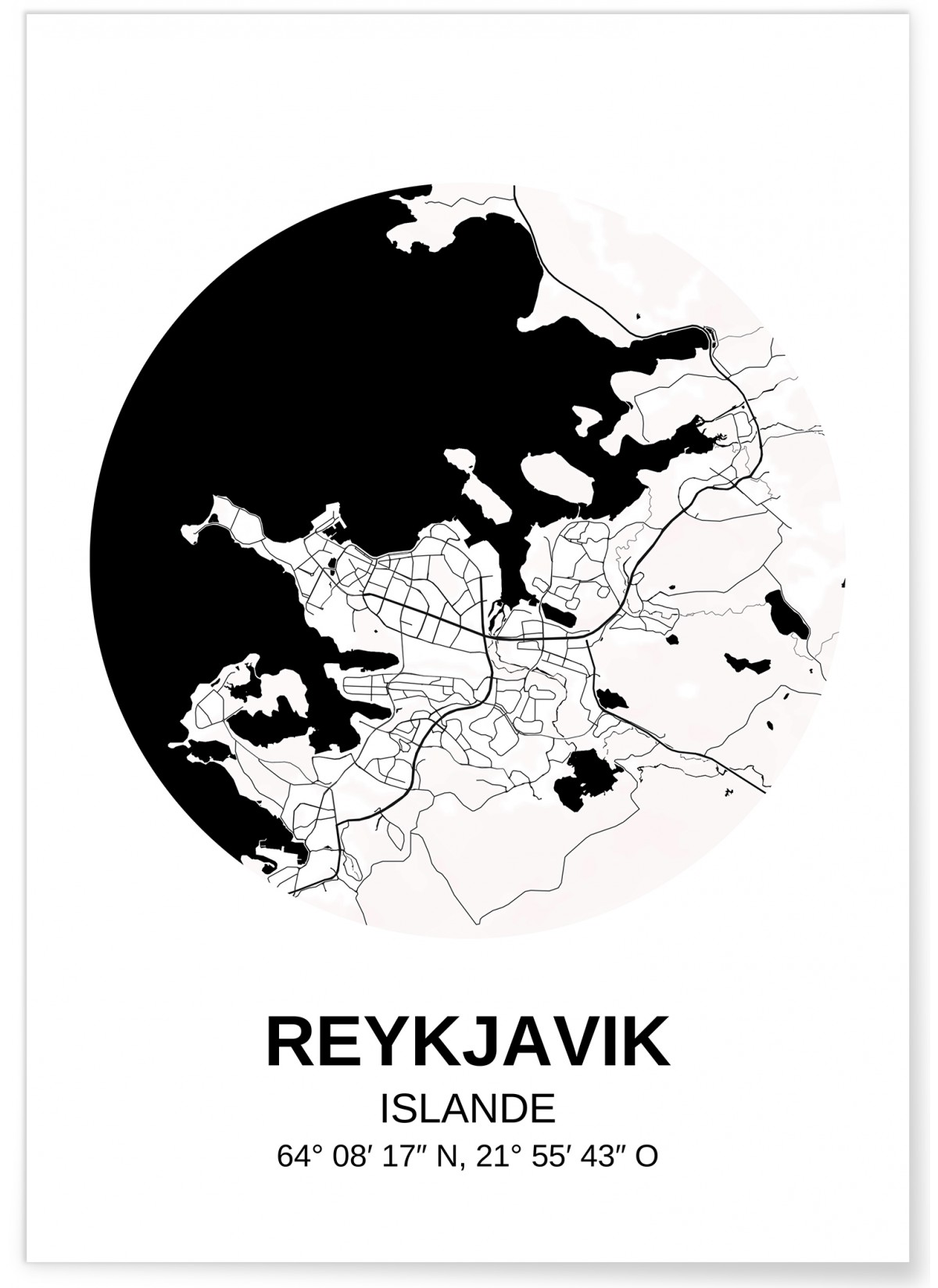 Affiche Carte Reykjavik, L'AFFICHERIE