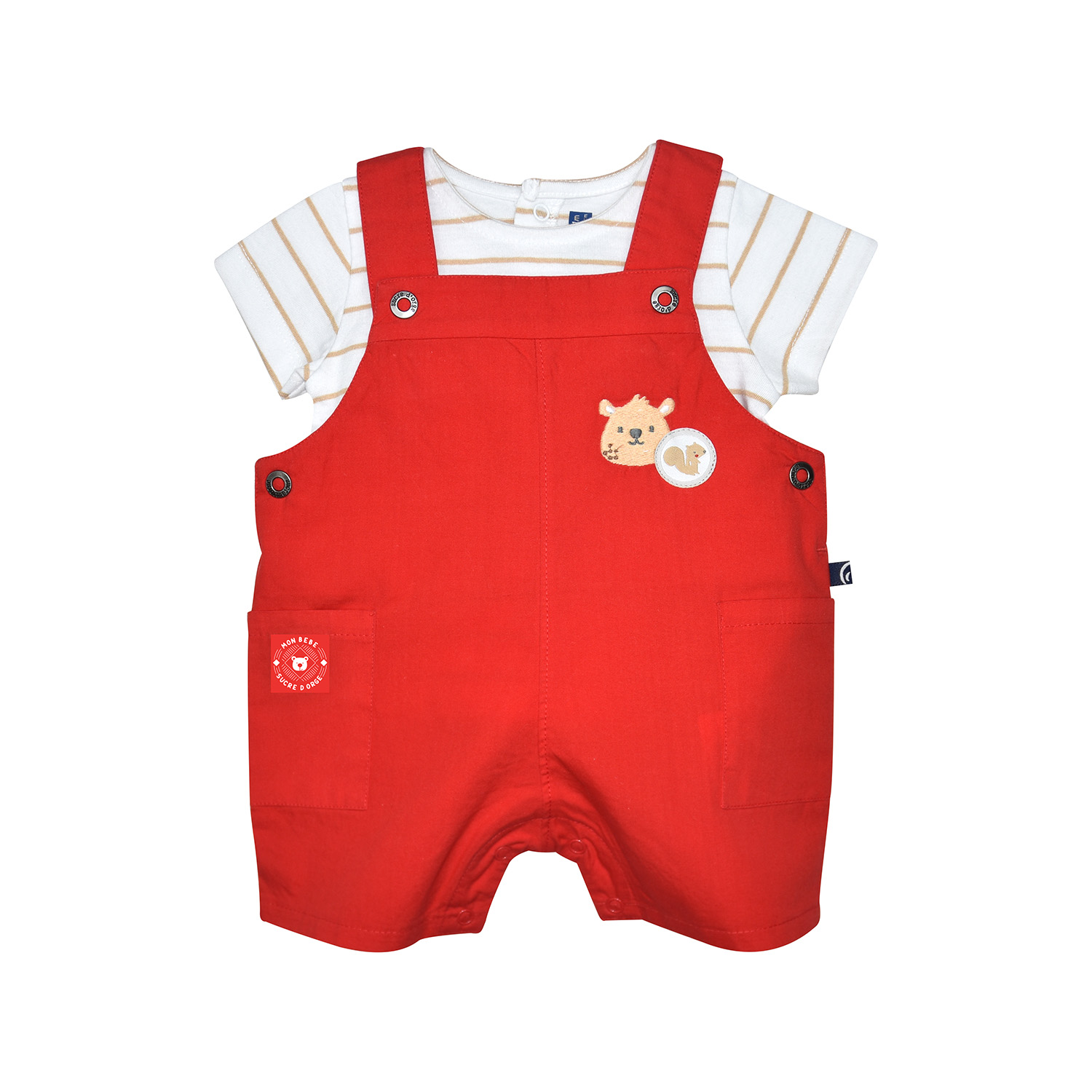 T-shirt et salopette courte randy, SUCRE D'ORGE