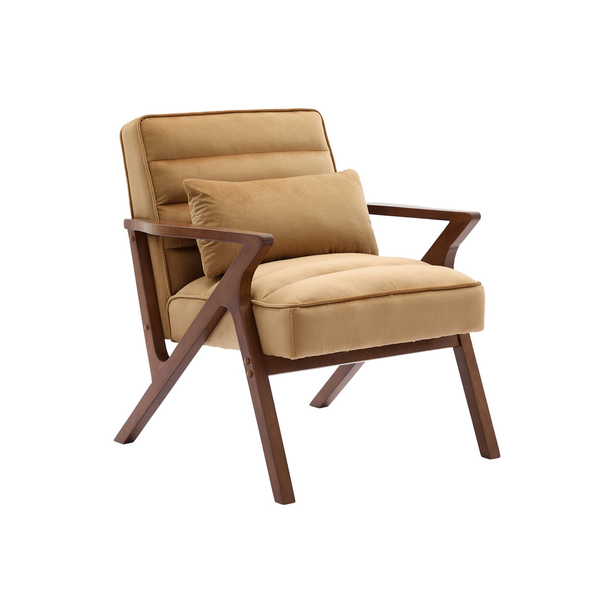 Fauteuil scandinave bois d'hévéa et velours ANTOINE, SWEEEK