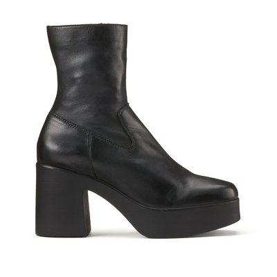Leather Ankle Boots with Platform Heel MINELLI
