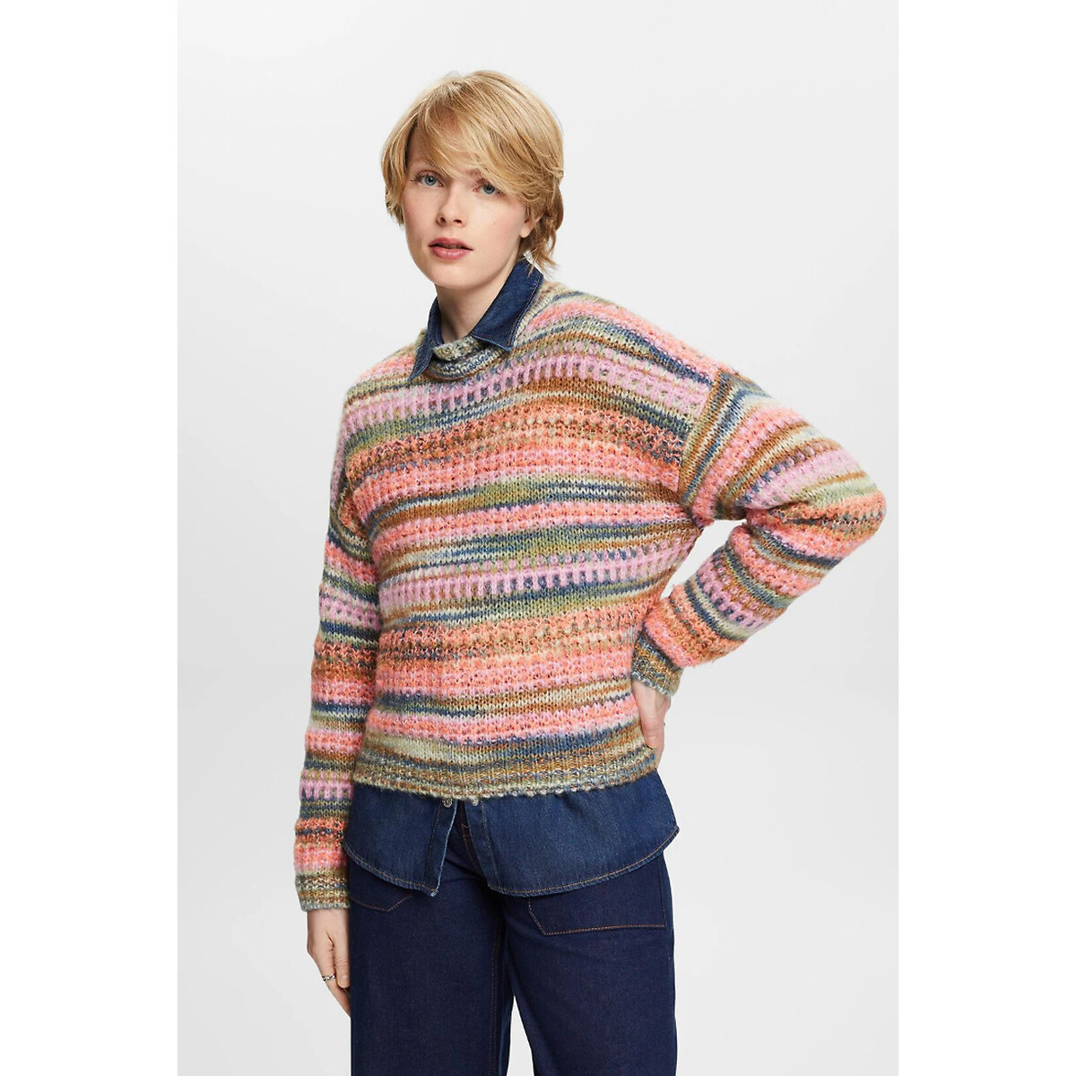 Marl Knit Jumper with Crew Neck