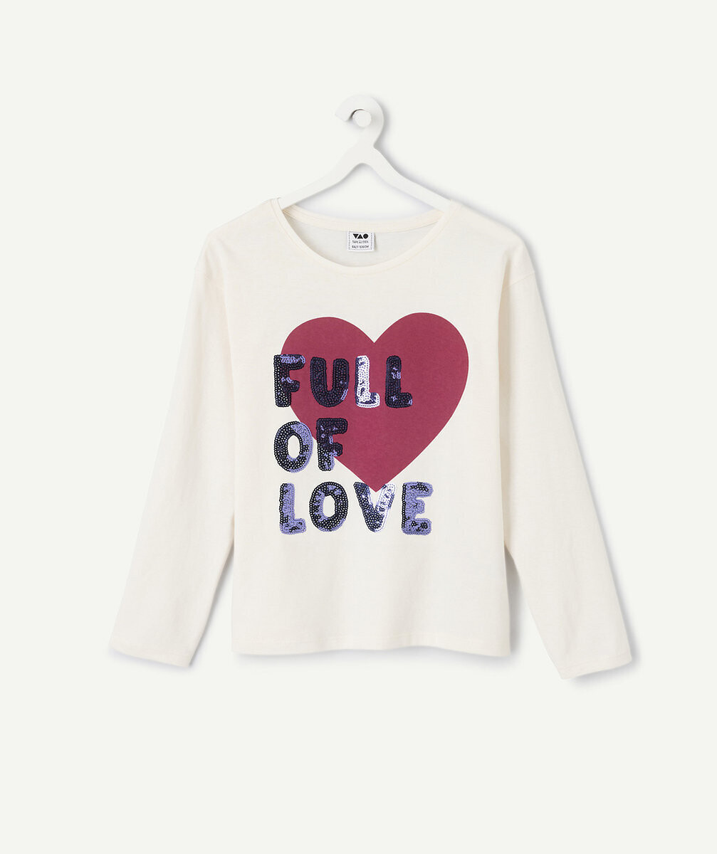 T-shirt manches longues avec imprimé devant et sequins réversibles, TAPE A L'OEIL