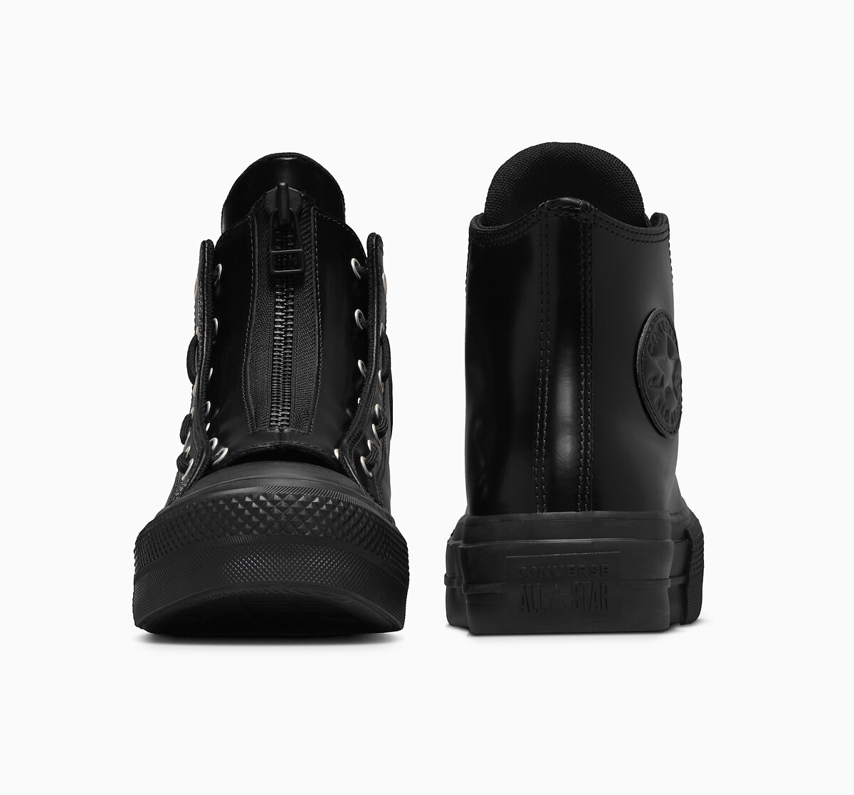 Black leather studded converse sales