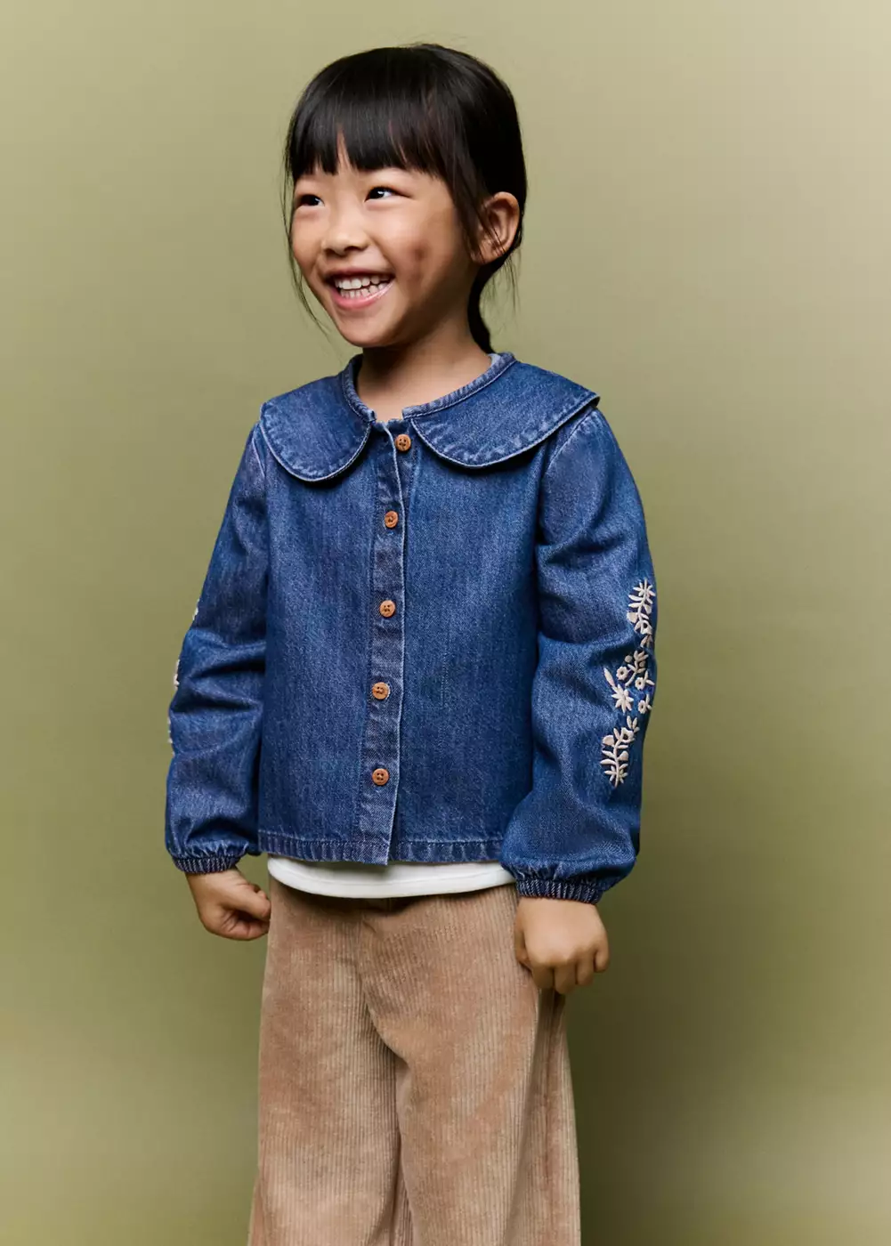 Blouse denim broderies, MANGO BABY
