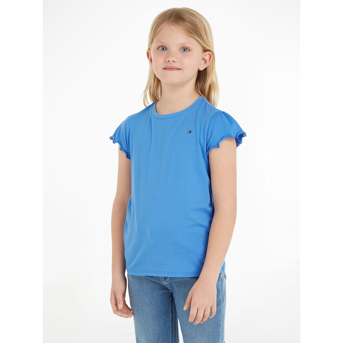 Cotton Mix T-Shirt with Short Ruffled Sleeves