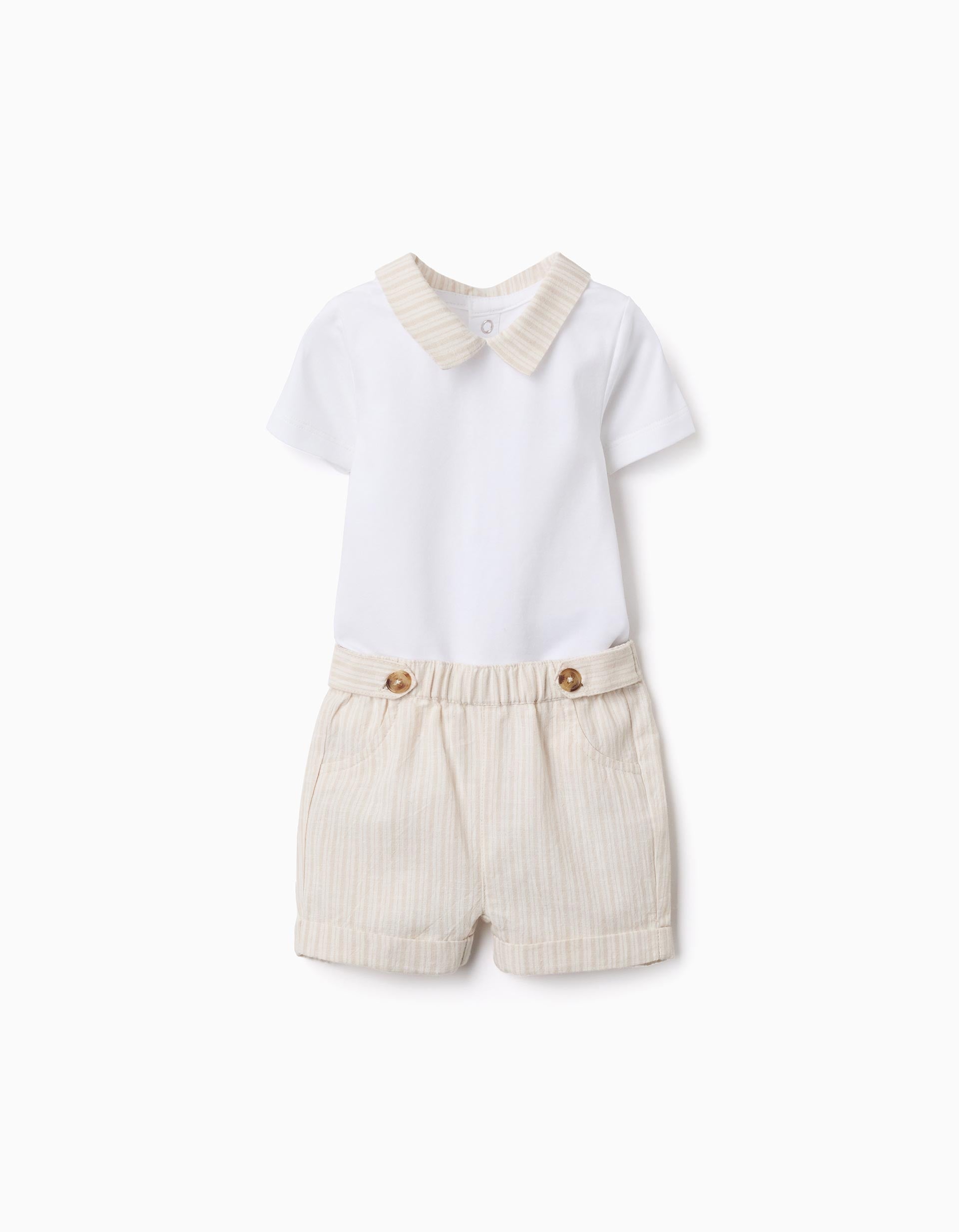 Ensemble body en coton + short à rayures, ZIPPY