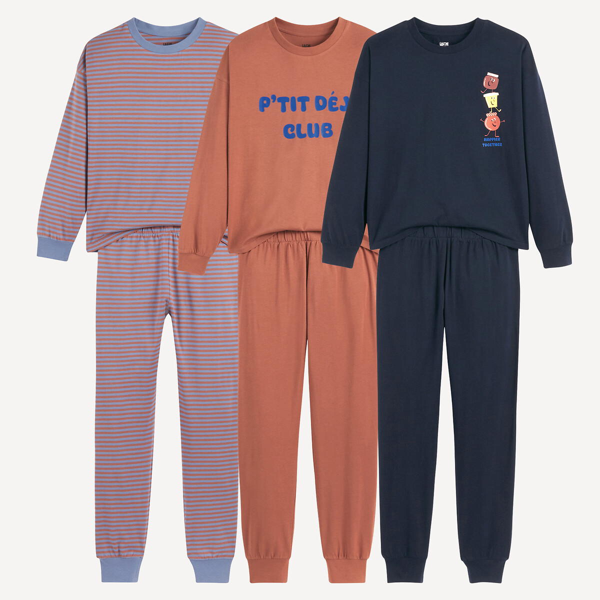 Lot de 3 pyjamas en jersey de coton