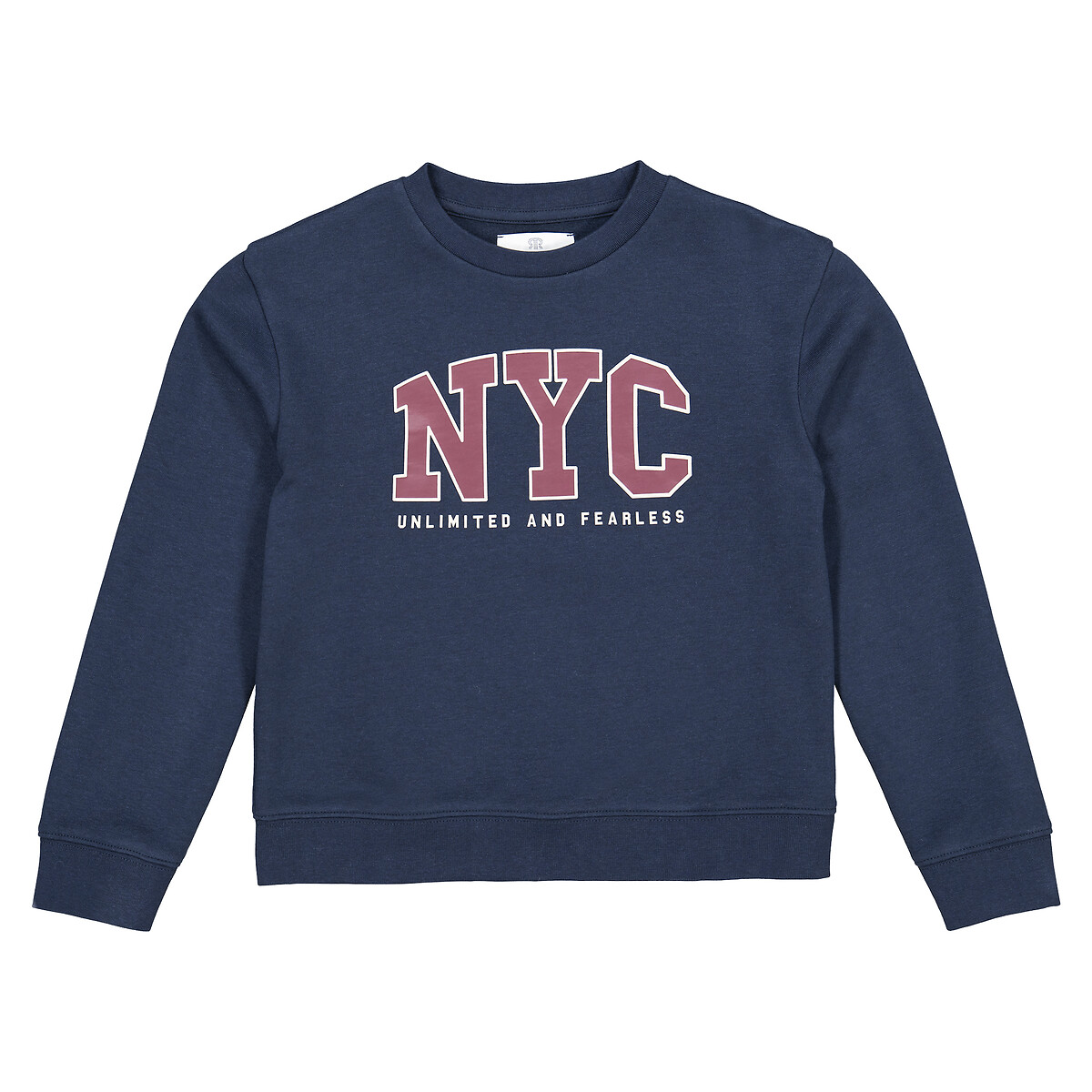 Slogan print sweatshirt in cotton mix with crew neck, navy blue, La ...