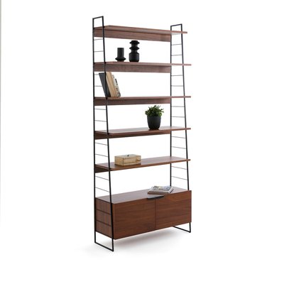 Watford 220cm High Vintage Steel and Walnut Bookcase LA REDOUTE INTERIEURS
