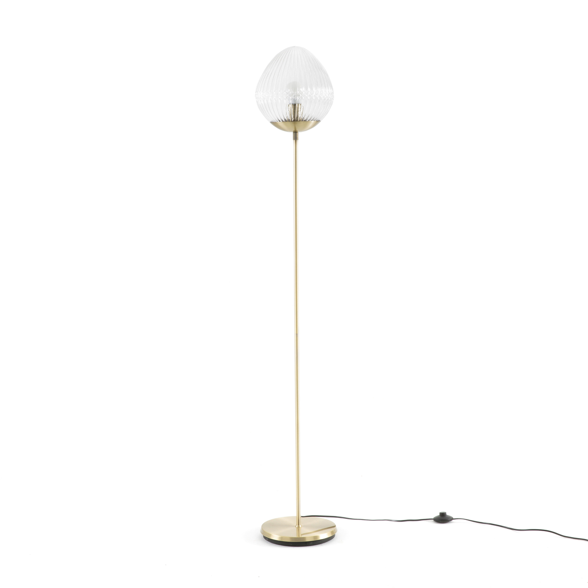 Ari Floor Lamp in Brass with Textured Glass