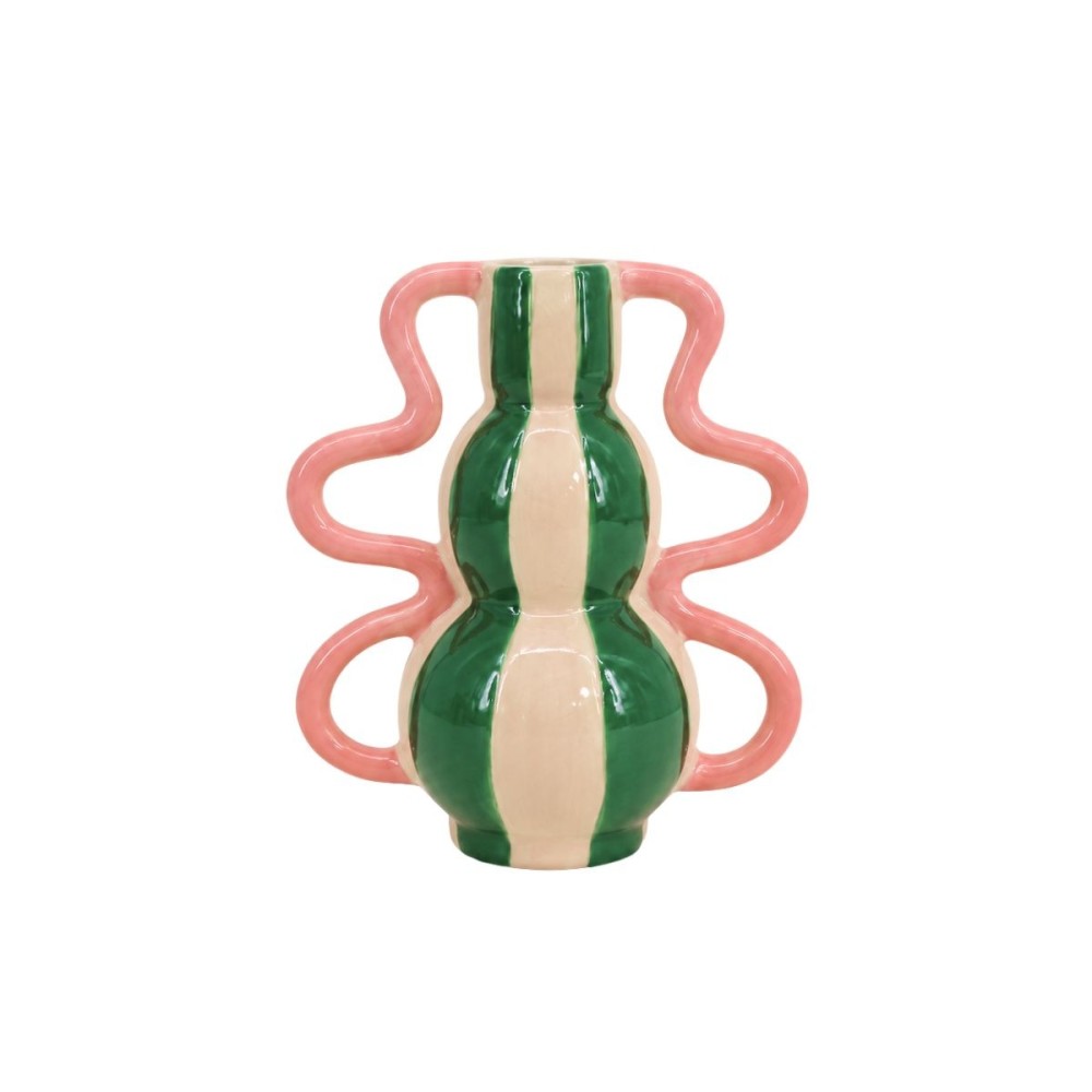Vase fantaisie rayé en céramique, H20 cm, ORNAMI