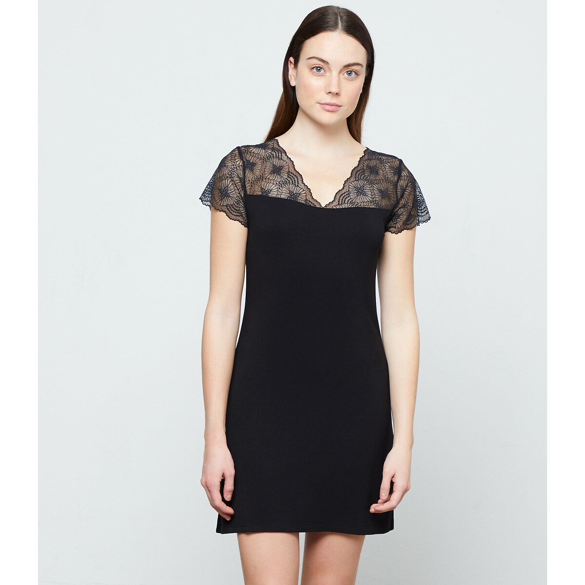 Liddy lace nightie with lace details , black, Etam | La Redoute