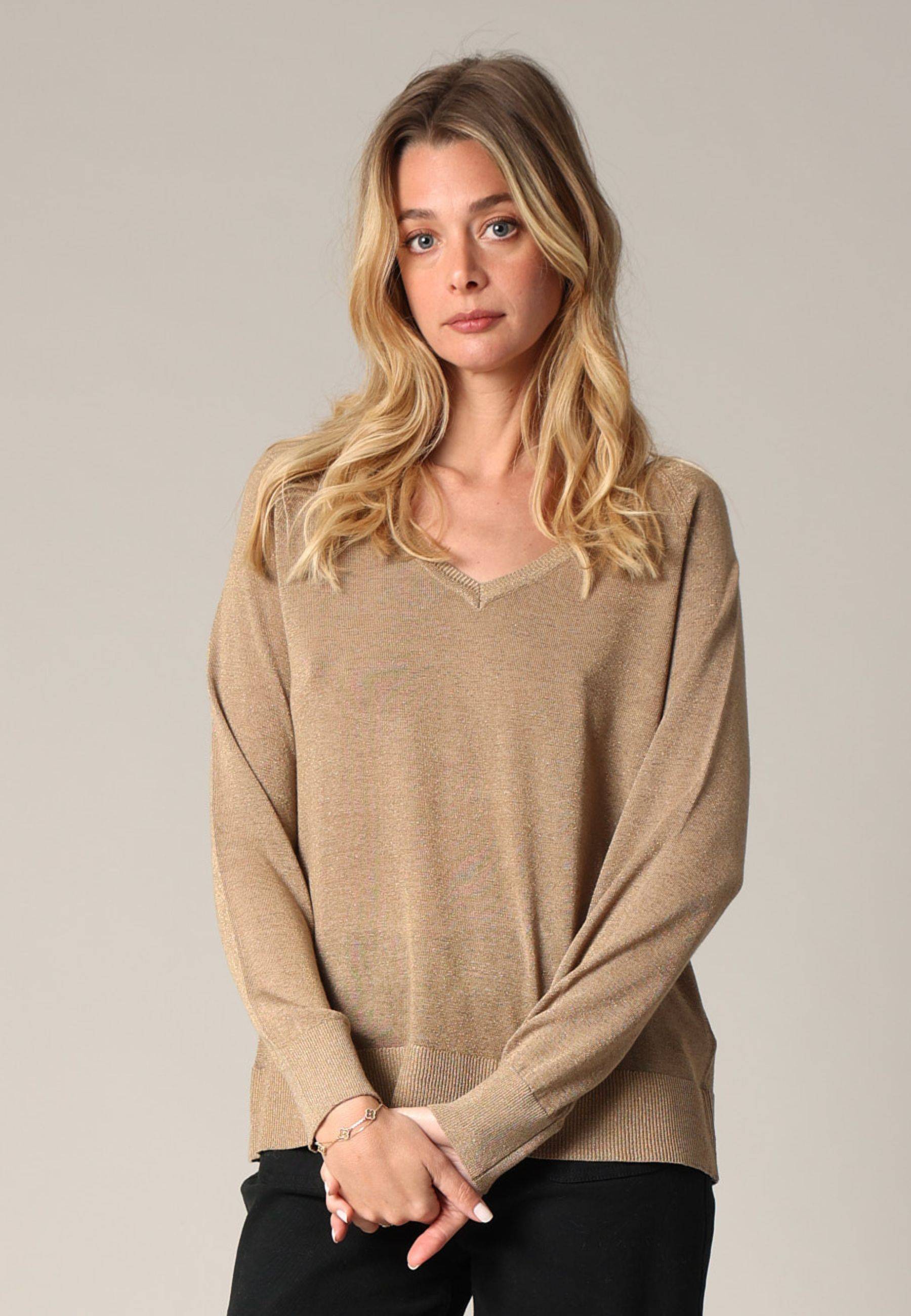 Pull col v en maille fine AMALIA, DEELUXE