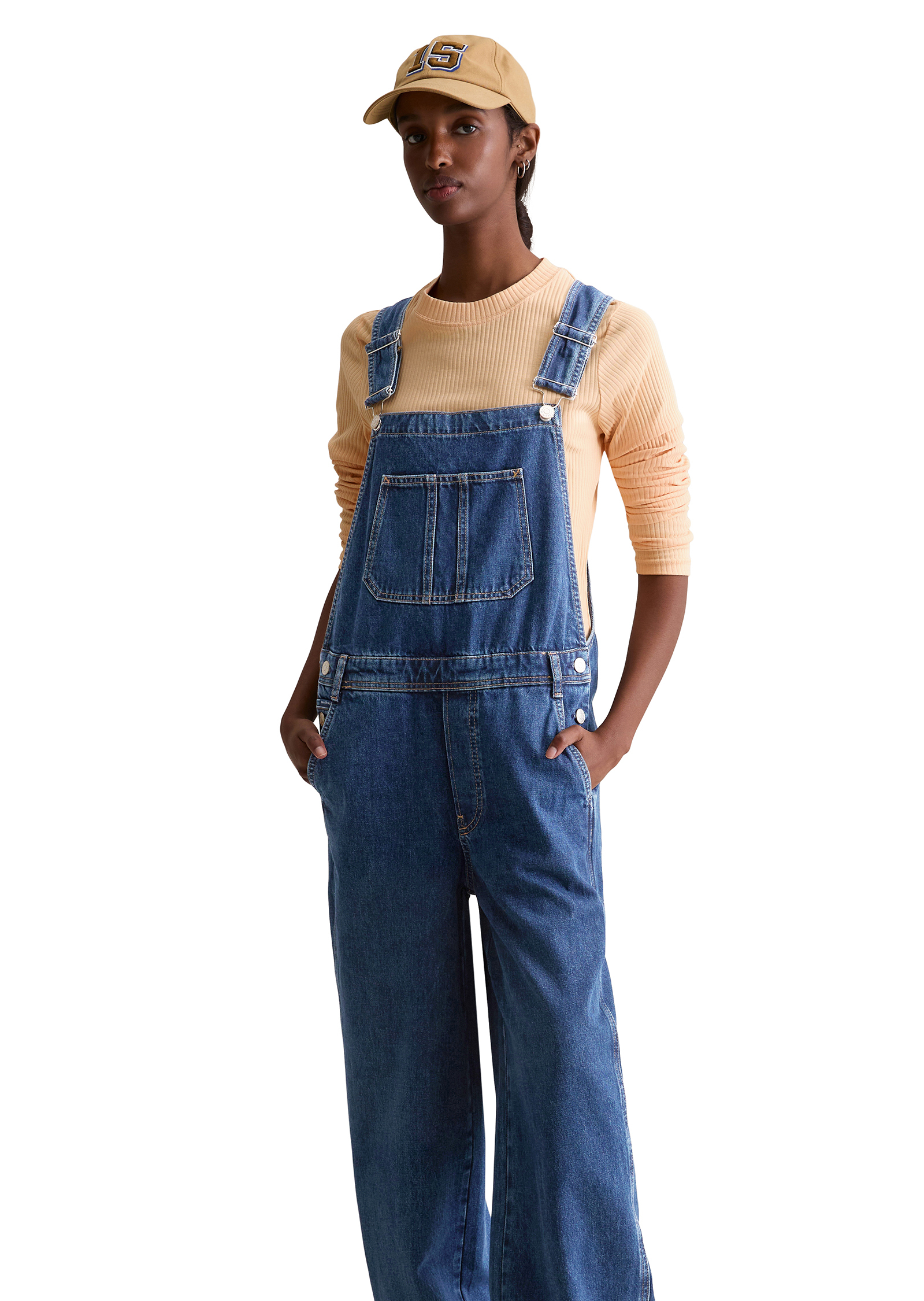 Salopette relaxed en denim rigide sans élasthanne, MARC O’POLO DENIM