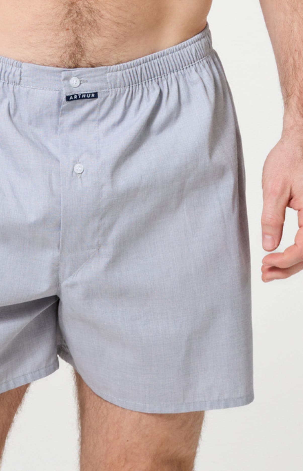Caleçon classique 100% coton uni gris, ARTHUR