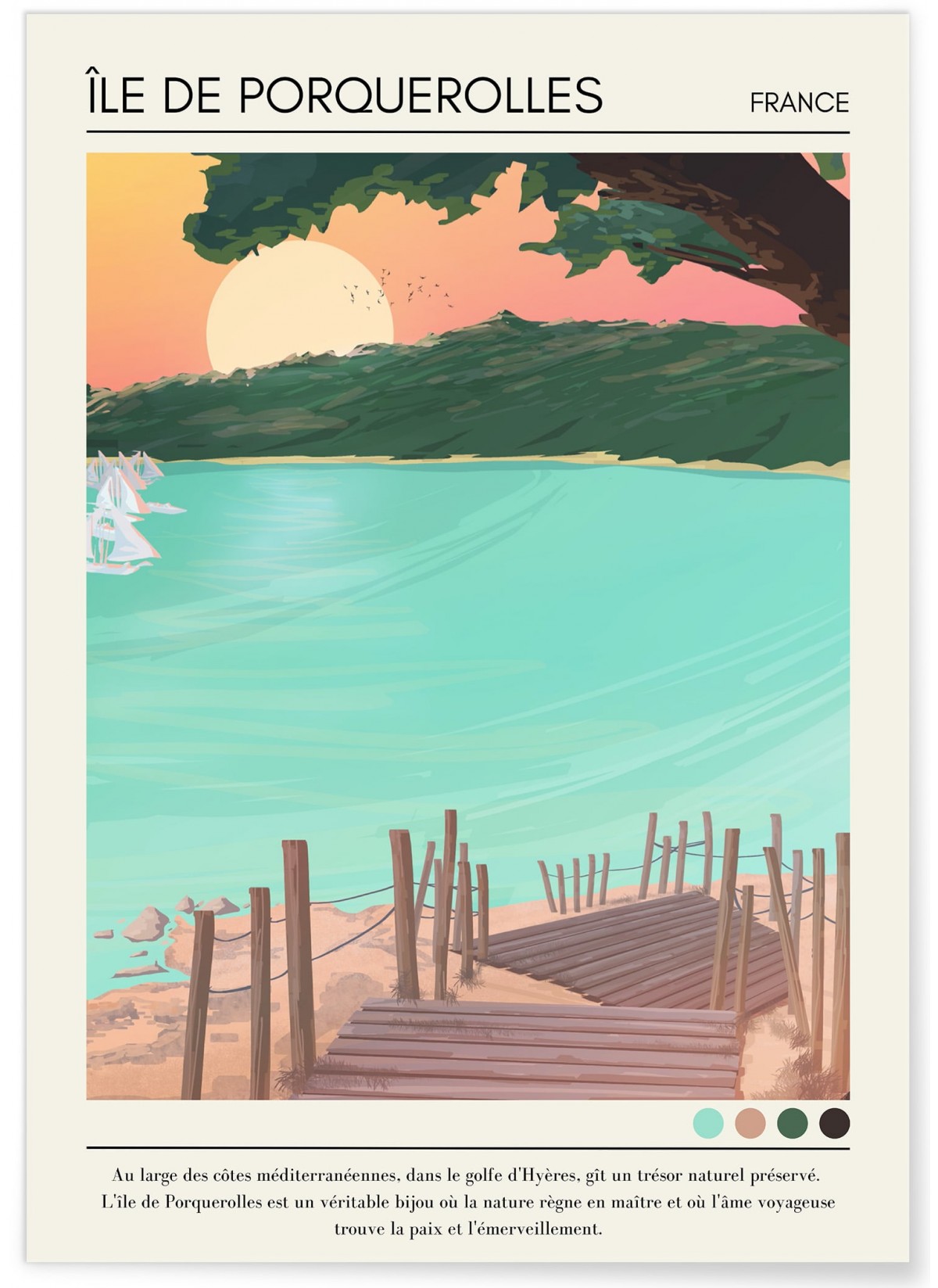 Affiche Île de Porquerolles Vintage, L'AFFICHERIE