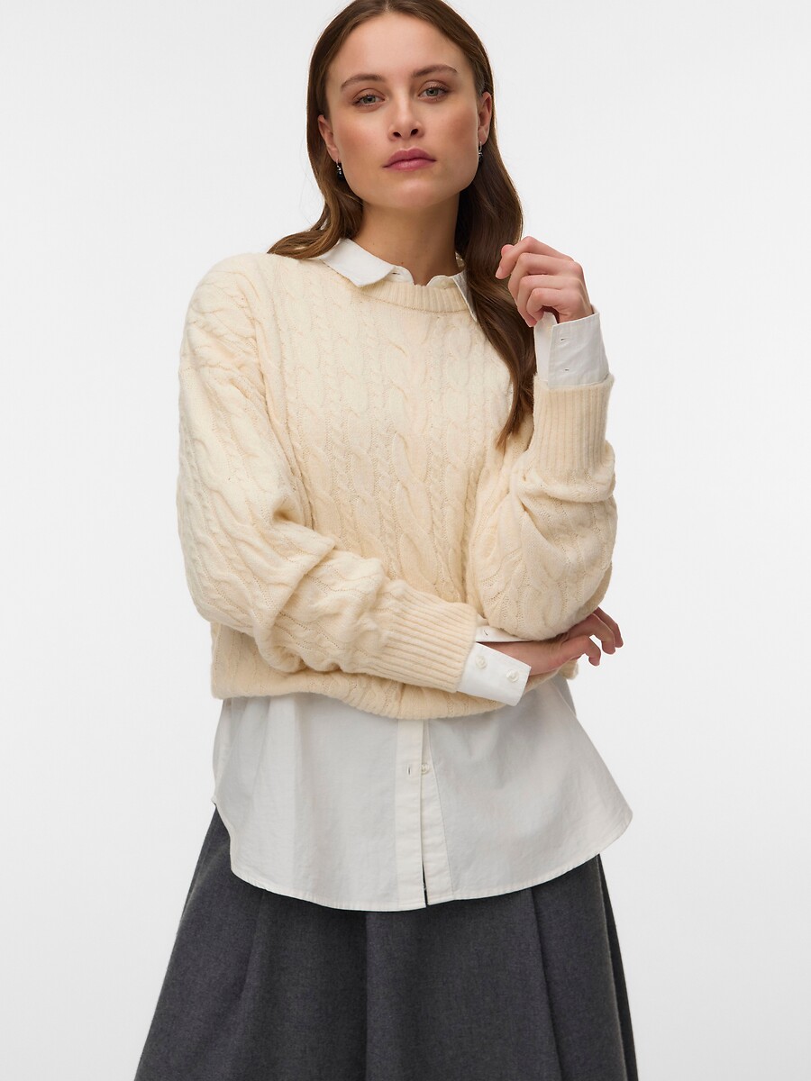 Pull maniche lunghe a trecce, VERO MODA